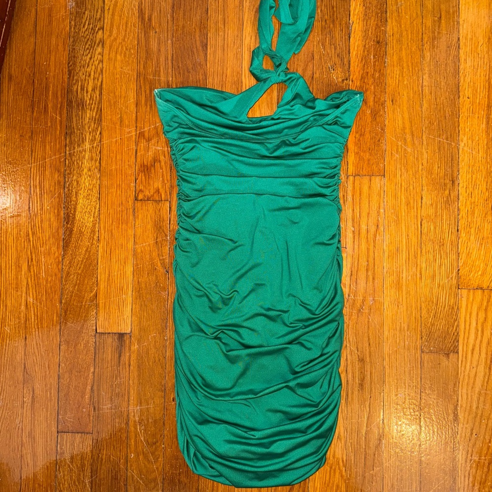 Princess Polly Halter Mini Green Dress